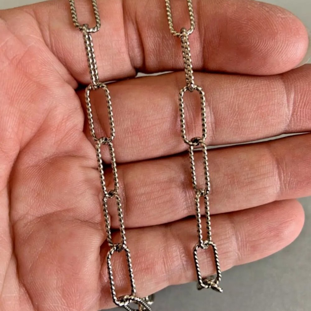 CAROLYN POLLACK American West Sterling 24" Paperclip Chain Necklace QVC SOLD OUT